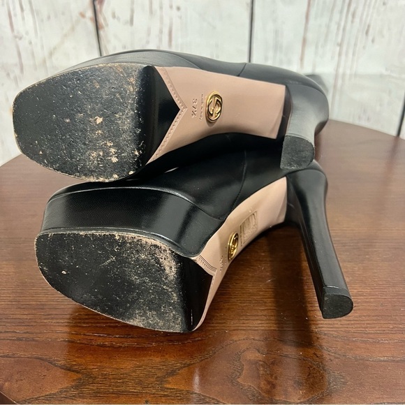 GUCCI LEATHER KNEE HIGH BOOTS 5.75” sky high heels & 1.75” platforms size 37.5 - Picture 15 of 16